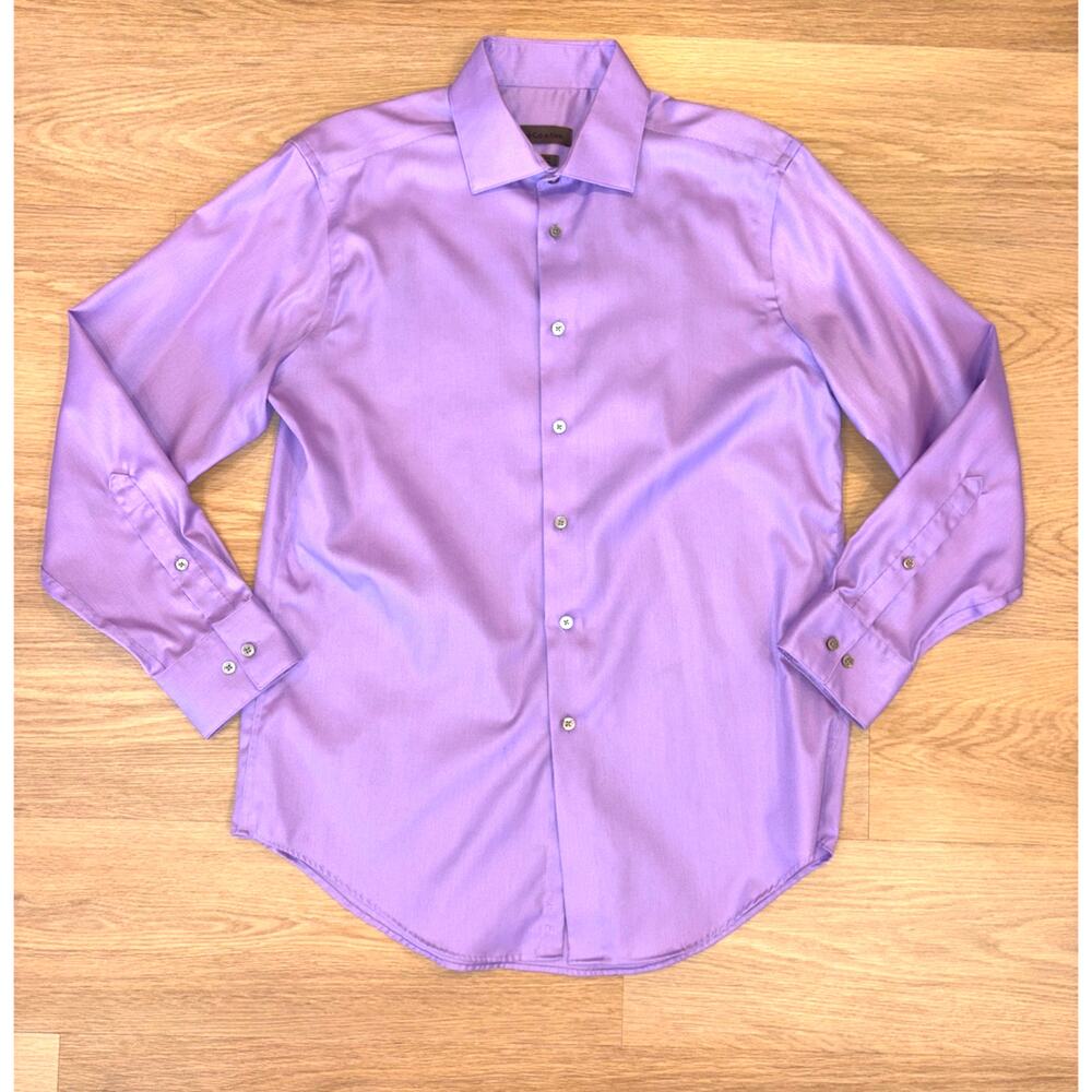 Ck Calvin Klein slim fit non iron purple dress shirt mens 16 / 32-33